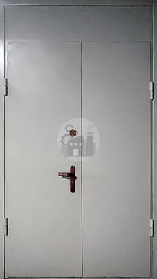 Двустворчатая стальная дверь с верхней вставкой для котельной-ДВ-899