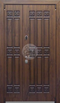 металлическая дверь с отделкой коричневым мдф и замками на выбор-ДВ-1688