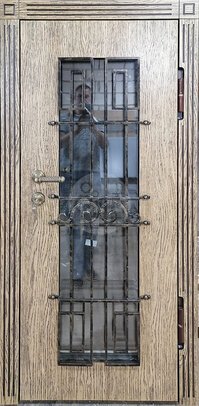 входная дверь в коттедж с одним замком и отделкой шпоном-ДВ-1634
